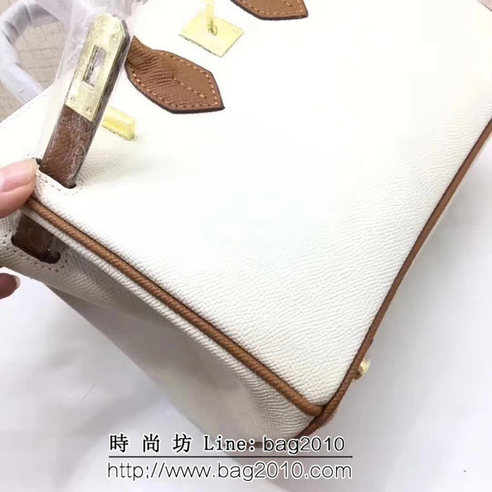 愛馬仕Herme*brikin 拼色 半手工牛皮包 可手提斜跨 0AM1442